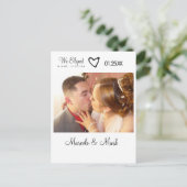 Carte postale moderne de mariage en fuite avec cœu (Debout devant)