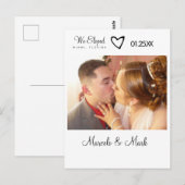 Carte postale moderne de mariage en fuite avec cœu (Devant / Derrière)