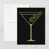 Carte Postale Moderne de milieu de siècle Or 2 Martini olive (Devant / Derrière)