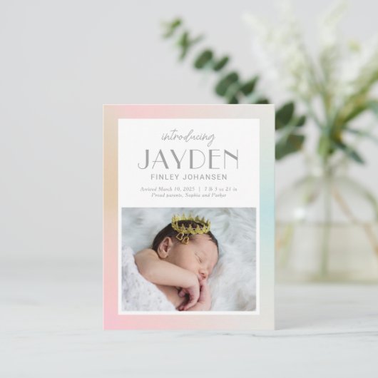 Carte postale moderne de naissance Annonce Pastel  (Debout devant)