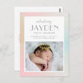 Carte postale moderne de naissance Annonce Pastel (Devant / Derrière)