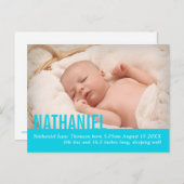 Carte postale moderne de naissance de bébé garçon  (Devant / Derrière)