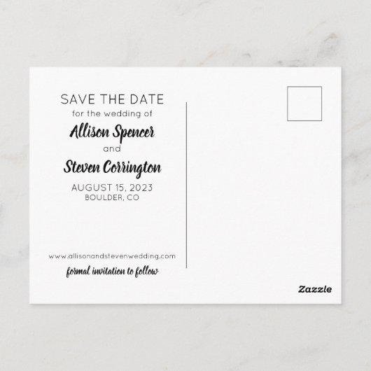 Carte postale moderne de save the date (Dos)