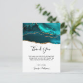 Carte Postale Moderne Design Turquoise Or & Blanc Agate Merci (Debout devant)