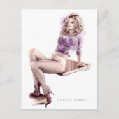 Carte postale moderne d'illustration de fille à la (Devant)