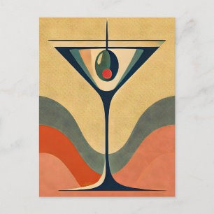 Carte Postale Moderne du milieu du siècle "vague de martini aux