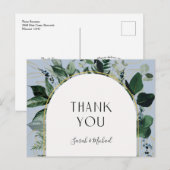 Carte Postale Moderne Dusty BLue Aquarelle Verdure Merci (Devant / Derrière)