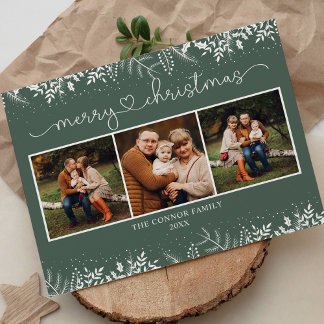 Carte Postale Moderne Dusty Green Calligraphy Joyeux Noël