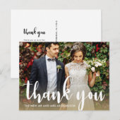 Carte Postale Moderne Écriture Simple Mariage Photo Merci (Devant / Derrière)