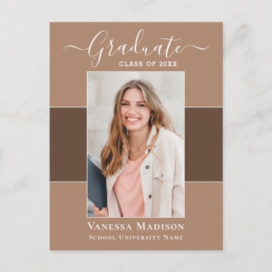 Carte Postale Moderne | Elegant 1 Faire-part de graduation photo (Devant)