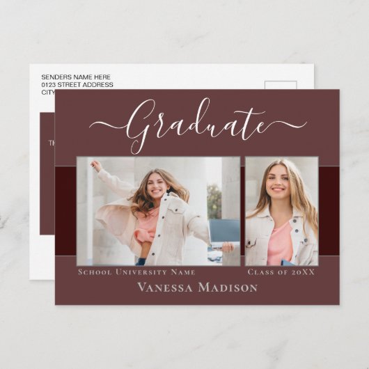 Carte Postale Moderne | Elegant 2 Faire-part d'obtention d'un di (Devant / Derrière)