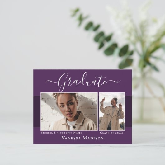 Carte Postale Moderne | Elegant 2 Faire-part d'obtention d'un di (Debout devant)