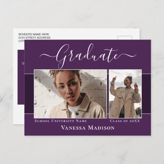 Carte Postale Moderne | Elegant 2 Faire-part d'obtention d'un di (Devant / Derrière)