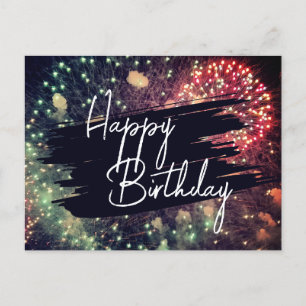Carte Postale Moderne Elégant coloré Joyeux Feu d'Anniversaire