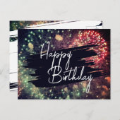Carte Postale Moderne Elégant coloré Joyeux Feu d'Anniversaire (Devant / Derrière)