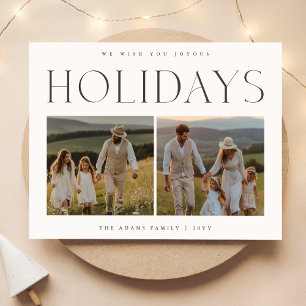 Carte Postale Moderne Élégant Deux Vacances de Noël Photo