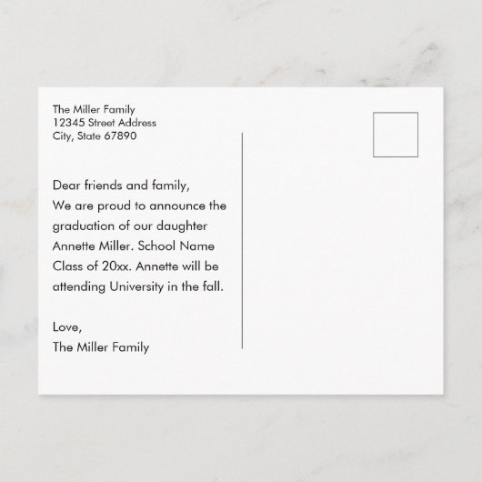 Carte Postale Moderne Elégant Graduation Ajouter Faire-part phot (Dos)