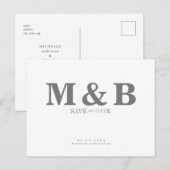 Carte Postale Moderne & Élégant Monogramme Gris Blanc (Devant / Derrière)
