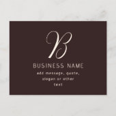 Carte Postale Moderne Élégant Nom commercial Monogramme | Brun f (Devant)
