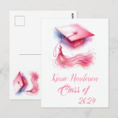 Carte Postale Moderne élégant Pastel Graduation Cap (Devant / Derrière)