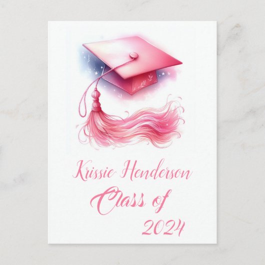 Carte Postale Moderne élégant Pastel Graduation Cap (Devant)