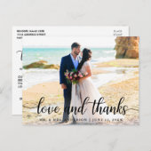 Carte Postale Moderne Élégant Script Love Merci Photo Mariage B (Devant / Derrière)