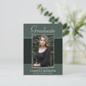 Carte Postale Moderne | Élégant Script Mint Green 1 Photo Grad (Debout devant)