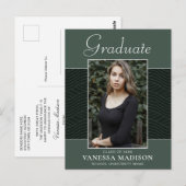 Carte Postale Moderne | Élégant Script Mint Green 1 Photo Grad (Devant / Derrière)