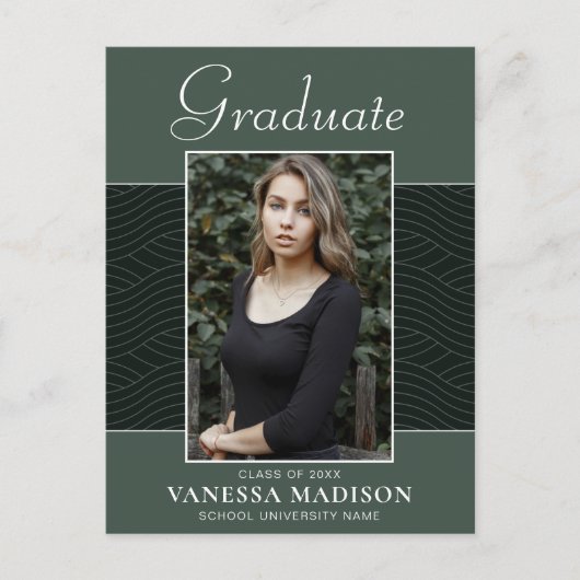 Carte Postale Moderne | Élégant Script Mint Green 1 Photo Grad (Devant)