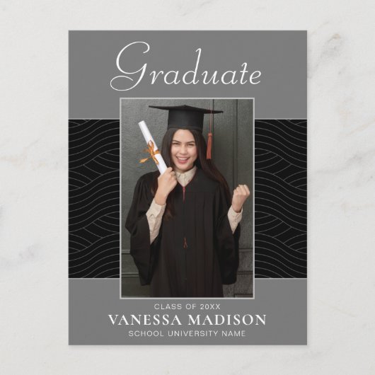 Carte Postale Moderne | Élégant Script Platinum Grey 2 Photo Gra (Devant)