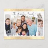 Carte Postale Moderne Élégante Blanche & Or Ajoutez Votre Photo  (Devant)