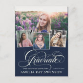 Carte Postale Moderne Élégante Calligraphie Graduation Invitatio (Devant)