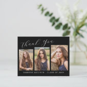 Carte Postale Moderne élégante script 3 Photo Remerciements de f (Debout devant)