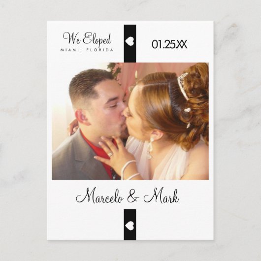 Carte postale moderne Eloped Photo Heart Banner (Devant)