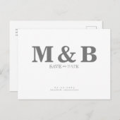 Carte Postale Moderne et élégant Monogramme gris blanc (Devant / Derrière)