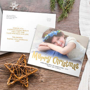 Carte postale moderne et élégante Gold Merry Xmas