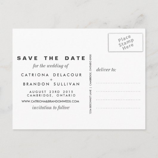 CARTE POSTALE MODERNE ET SIMPLE POUR ANNONCER LA D (Dos)