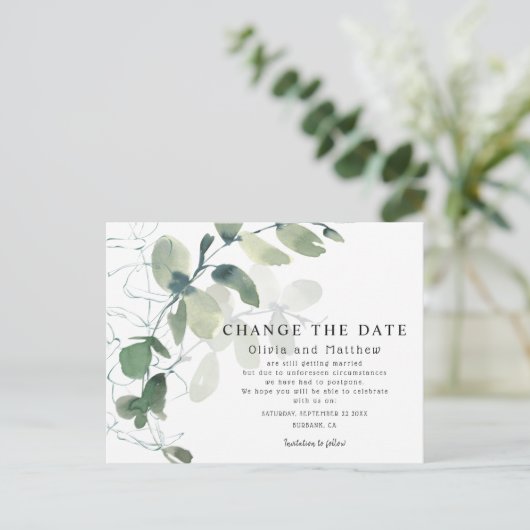 Carte Postale Moderne Eucalyptus Modifier le Faire-part de date (Debout devant)