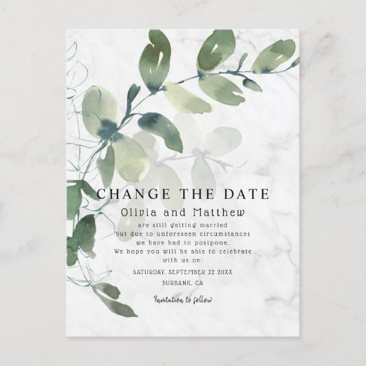Carte Postale Moderne Eucalyptus Modifier le Faire-part de date (Devant)