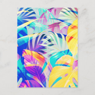 Carte Postale Moderne Fleur Abstrait Couleur Pastel