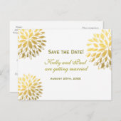 Carte postale moderne Floral Gold Foil élégant mar (Devant / Derrière)