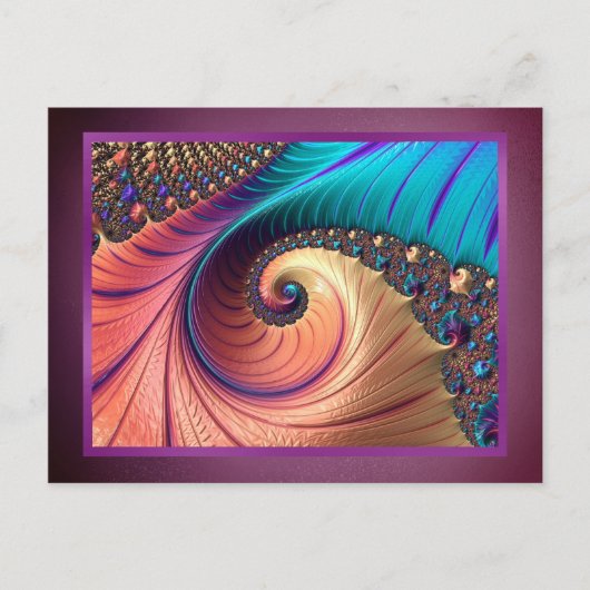 Carte Postale Moderne Fractal violet coloré métal Abstrait (Devant)