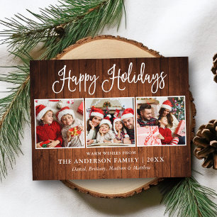 Carte Postale Moderne Fun Calligraphie 3 Photos Wood Holiday