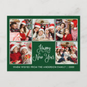 Carte Postale Moderne Fun Calligraphie Vert 5 Photo Nouvel An (Devant)