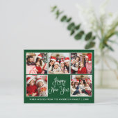 Carte Postale Moderne Fun Calligraphie Vert 5 Photo Nouvel An (Debout devant)