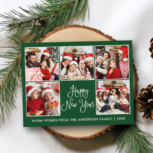 Carte Postale Moderne Fun Calligraphie Vert 5 Photo Nouvel An