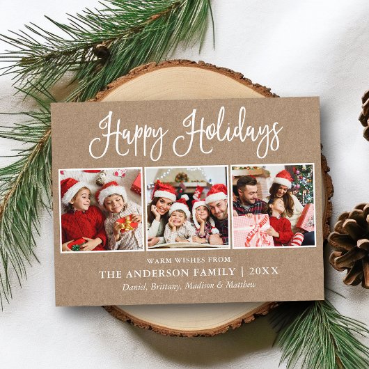 Carte Postale Moderne Fun Calligraphy 3 Photos Kraft Holiday
