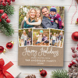 Carte Postale Moderne Fun Calliing 4 Photo Kraft Holiday<br><div class="desc">Carte postale moderne Fun Calligraphy Script Happy Holidays 4 Photo Kraft Holiday</div>