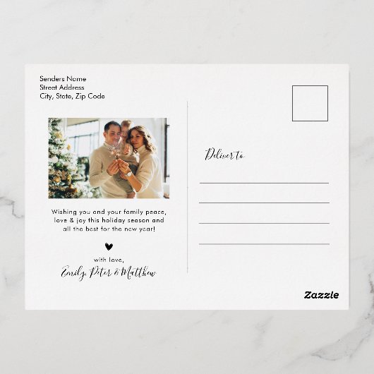 Carte postale moderne Gold Foil Script Collage Hol (Verso)