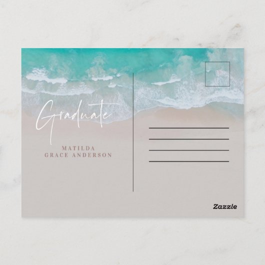 Carte Postale Moderne graduation photo plage de l'océan script m (Dos)